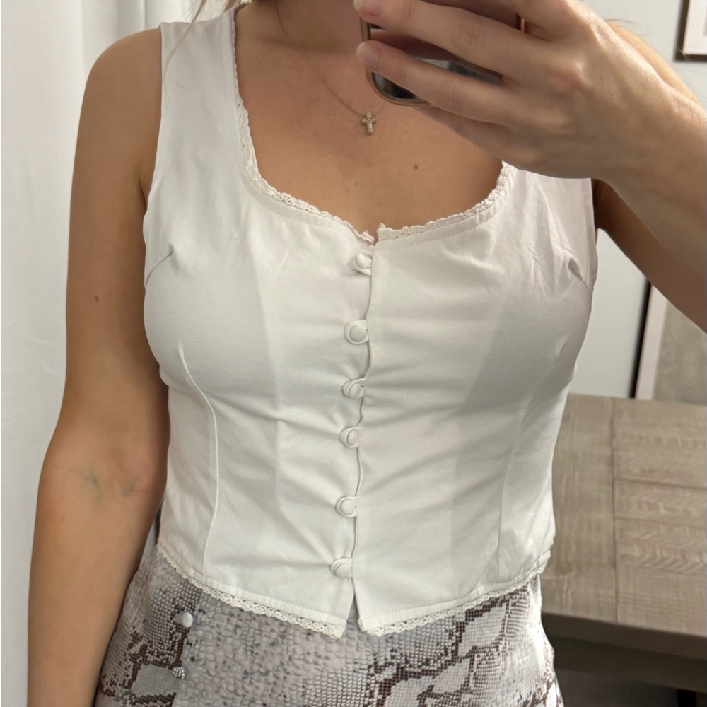 White Button-Up Tank Top - Picture 6 of 16